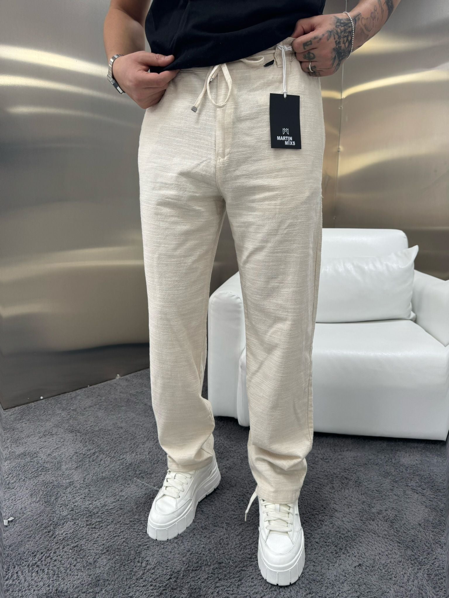 Erkek Regular Fit Keten Pantolon Modeli