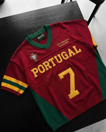 Portekiz Nakışlı Oversize Triko Tshirt