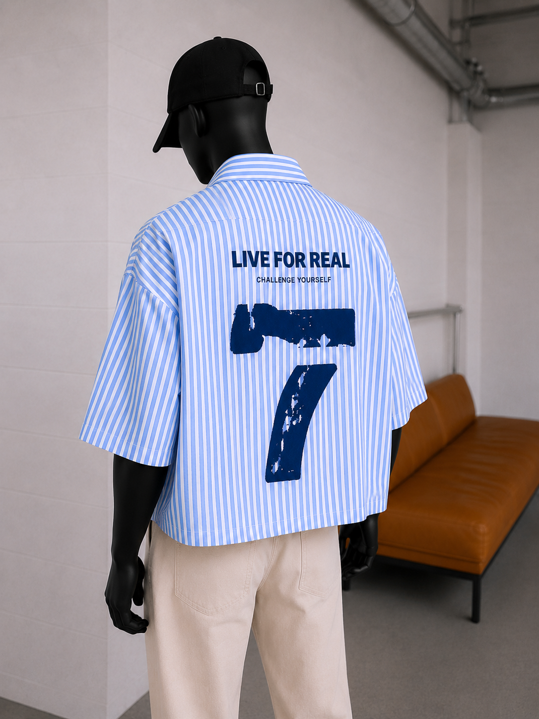 Erkek Oversize Kısa Kol Sırt Baskılı Gömlek Modeli