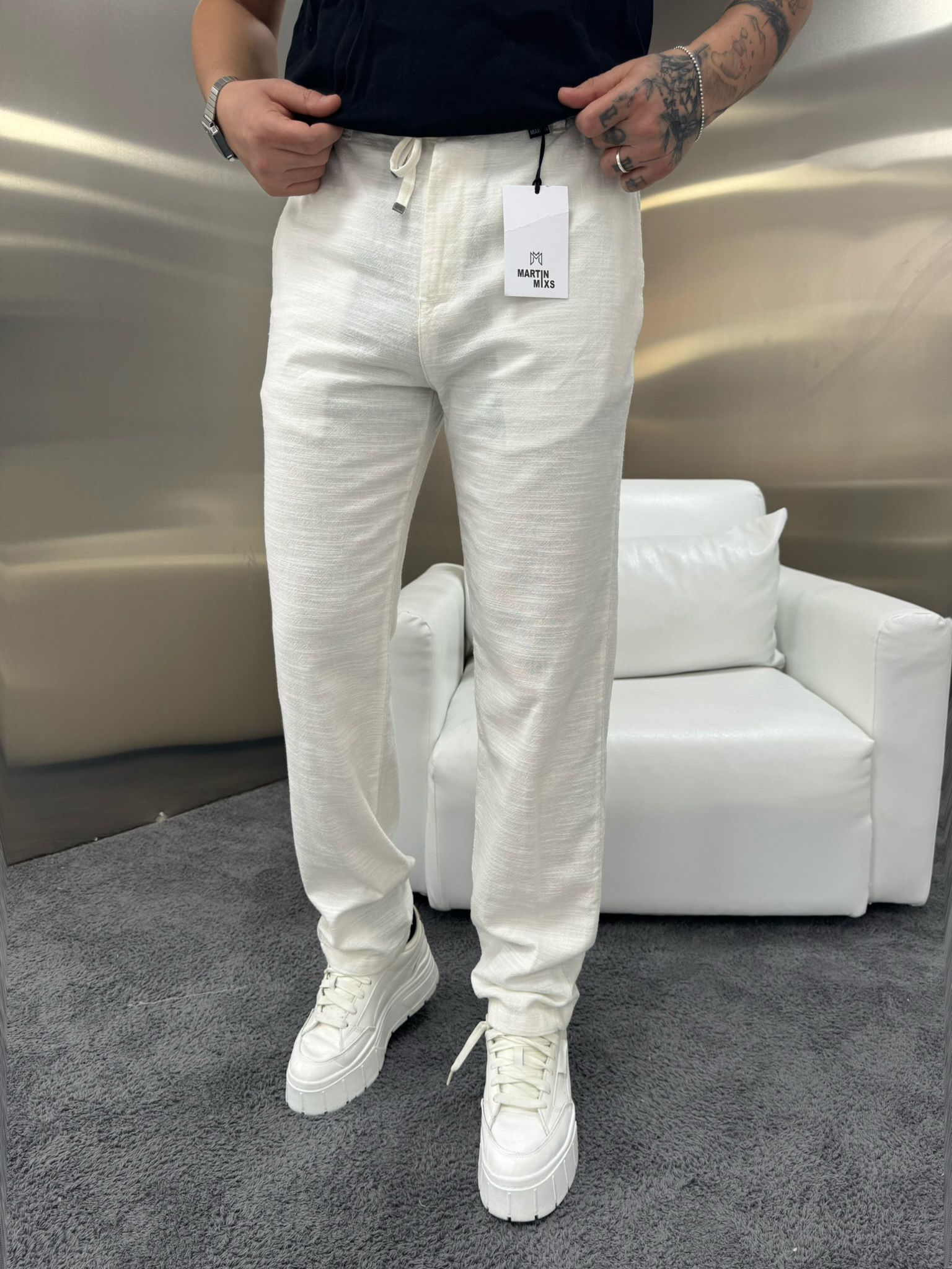 Erkek Regular Fit Keten Pantolon Modeli