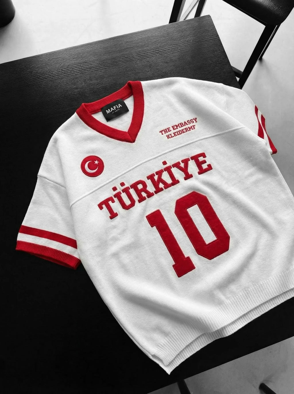 TÜRKİYE Nakışlı Oversize Triko Tshirt