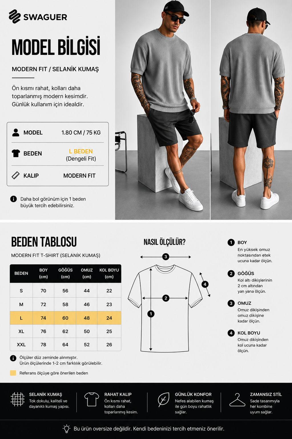 Erkek Asit Yıkamalı Selanik Kumaş Modern Fit T-Shirt