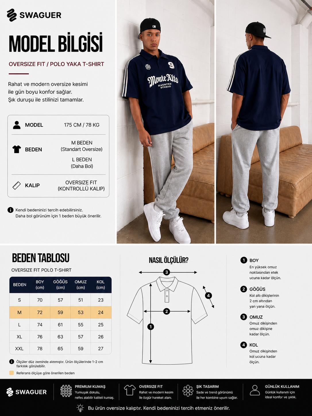 Oversize Yakalı Spor T-Shirt | Minimal & Rahat