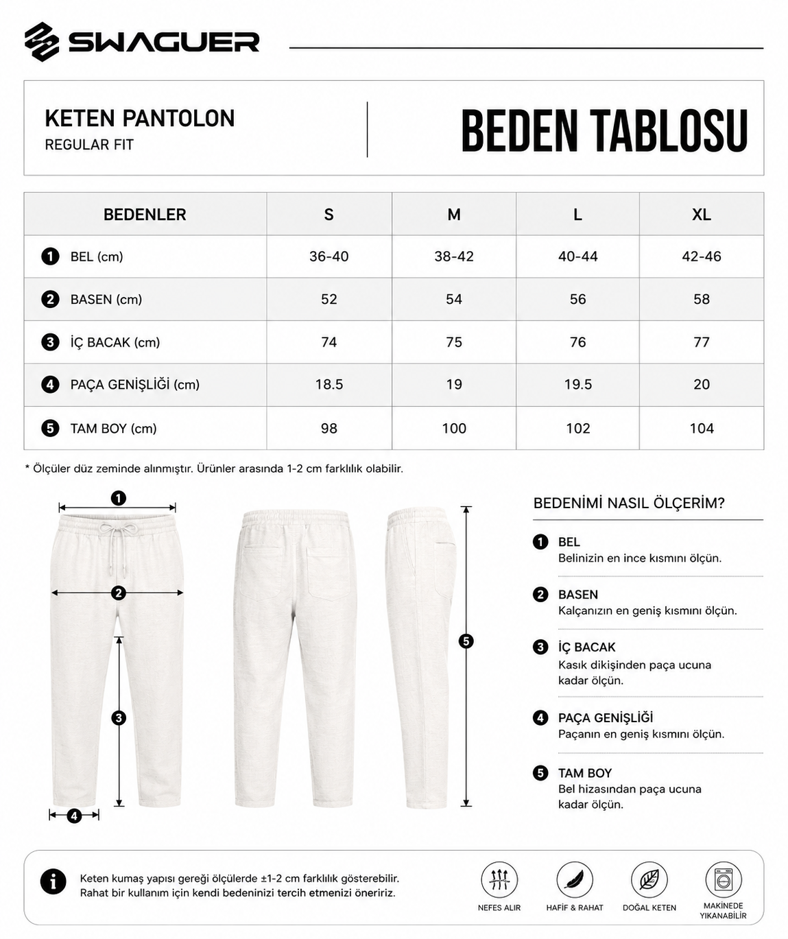 Erkek Regular Fit Keten Pantolon Modeli