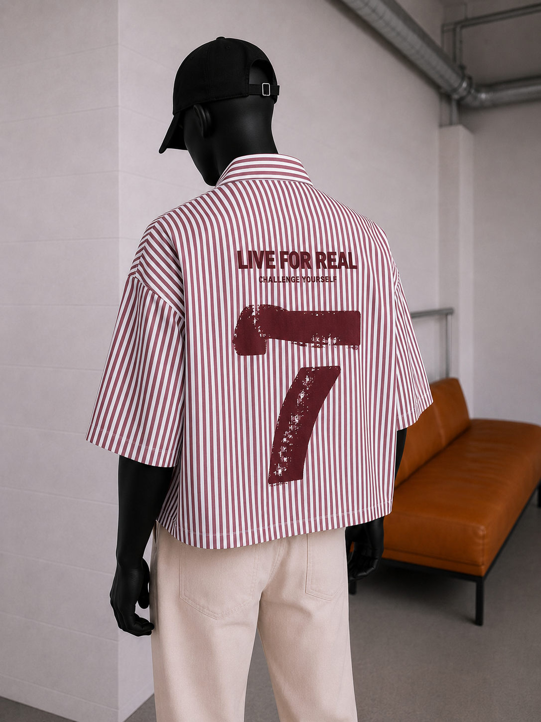 Erkek Oversize Kısa Kol Sırt Baskılı Gömlek Modeli