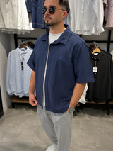 Erkek Oversize Kısa Kol Linen Gömlek Modeli - İndigo Mavi