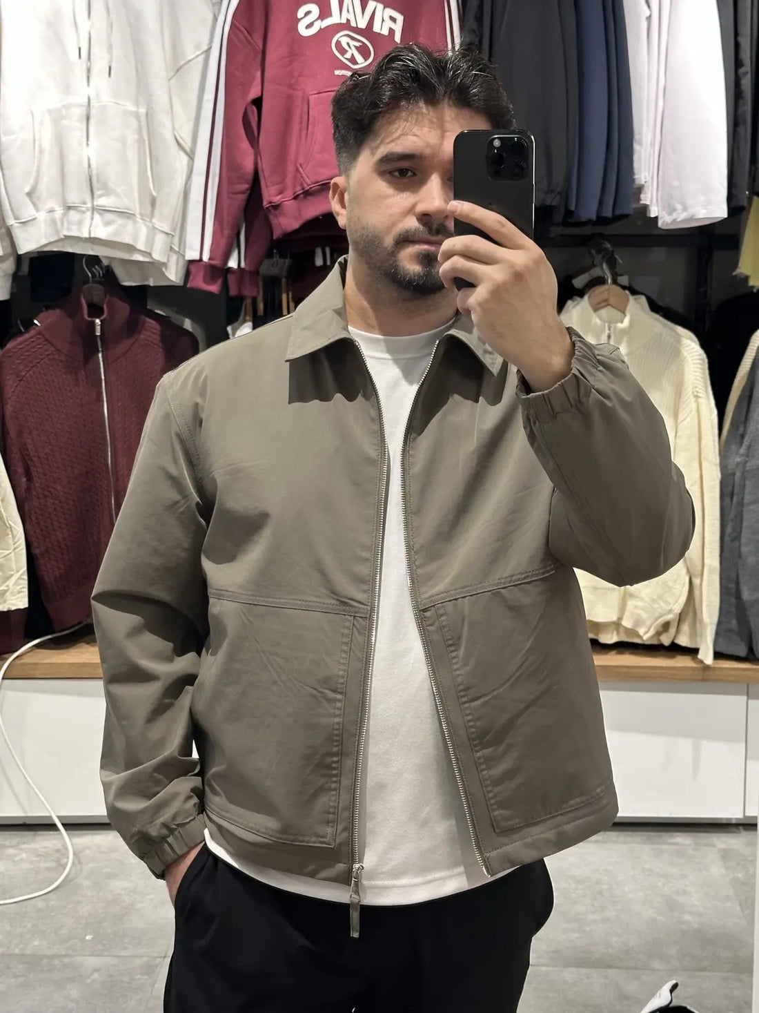 Haki kalın boxy fit yağmurluk ceket