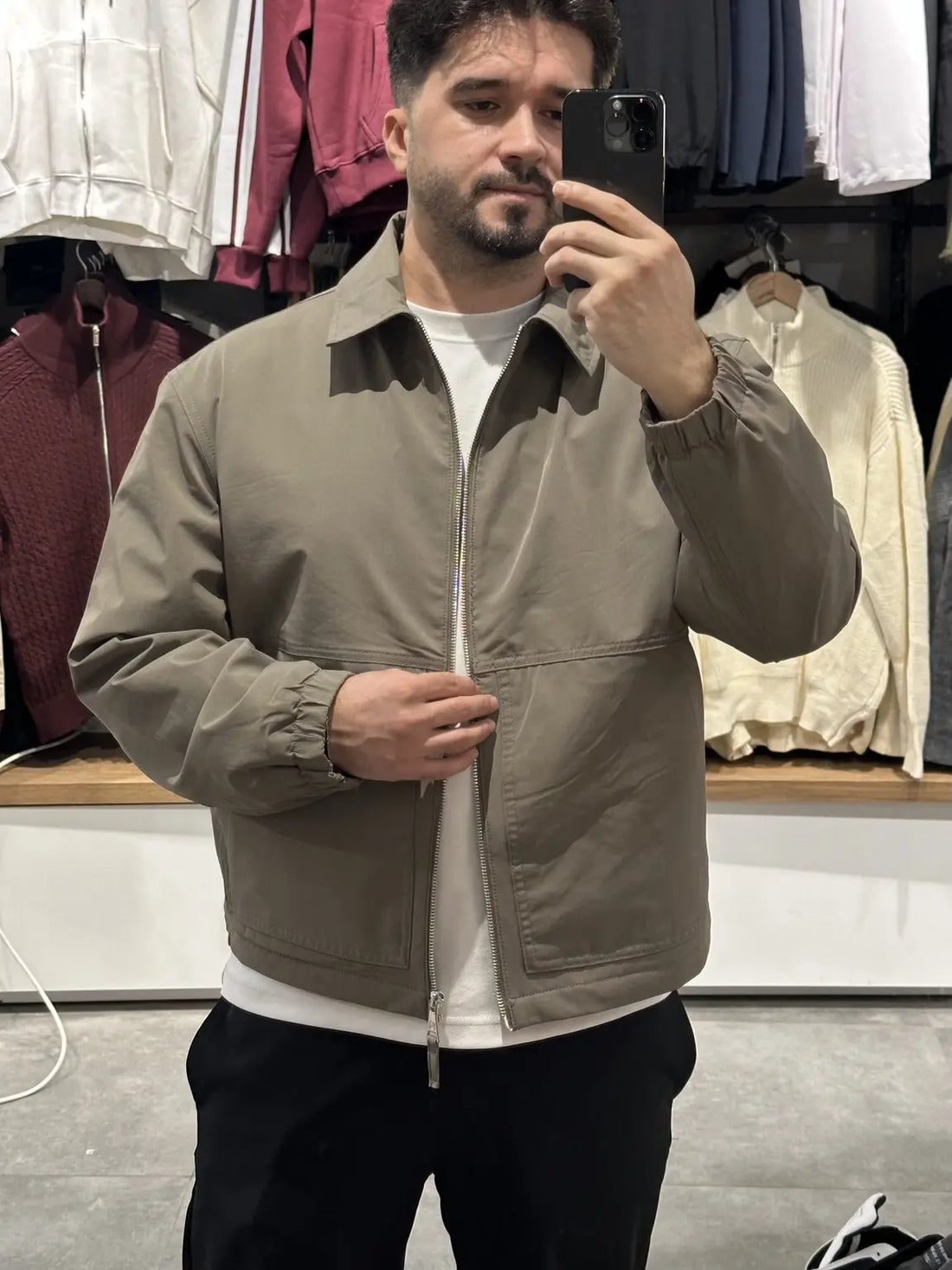 Haki kalın boxy fit yağmurluk ceket