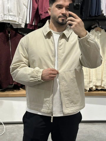 Krem kalın boxy fit yağmurluk ceket