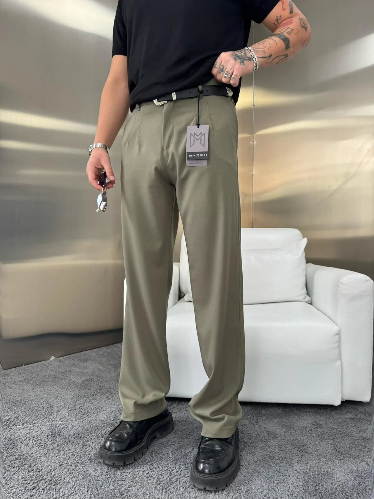 Erkek Baggy Fit Kumaş Pantolon Modeli