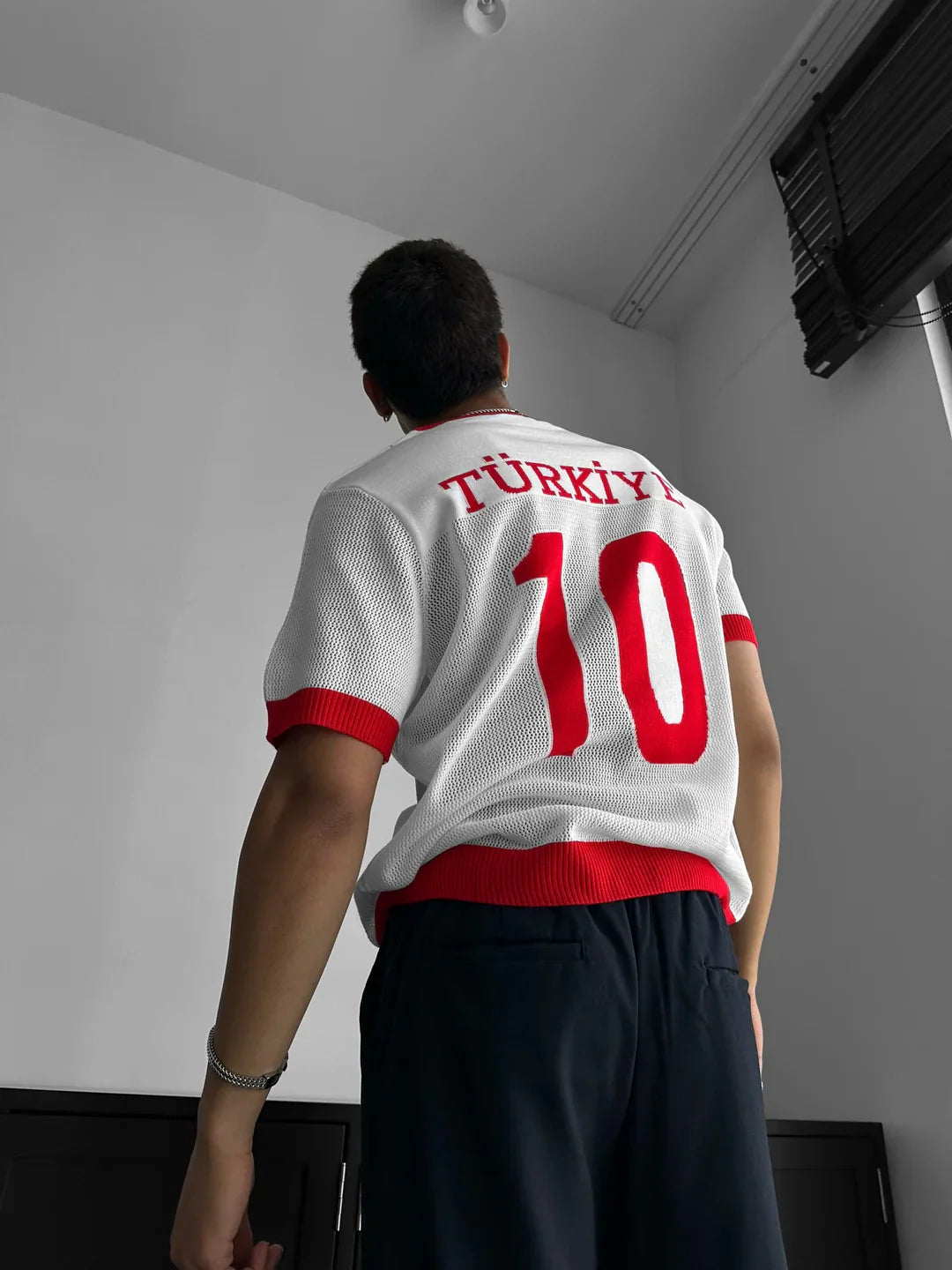 Erkek Oversize Türkiye Triko Forma Modeli Arka Görünüm