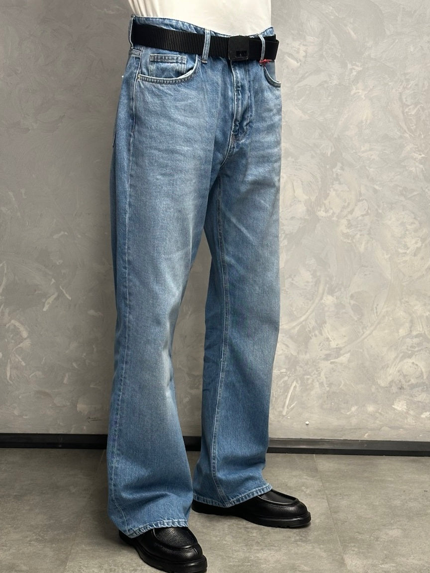 GRJ erkek açık mavi flare fit bootcut jeans yan görünüm