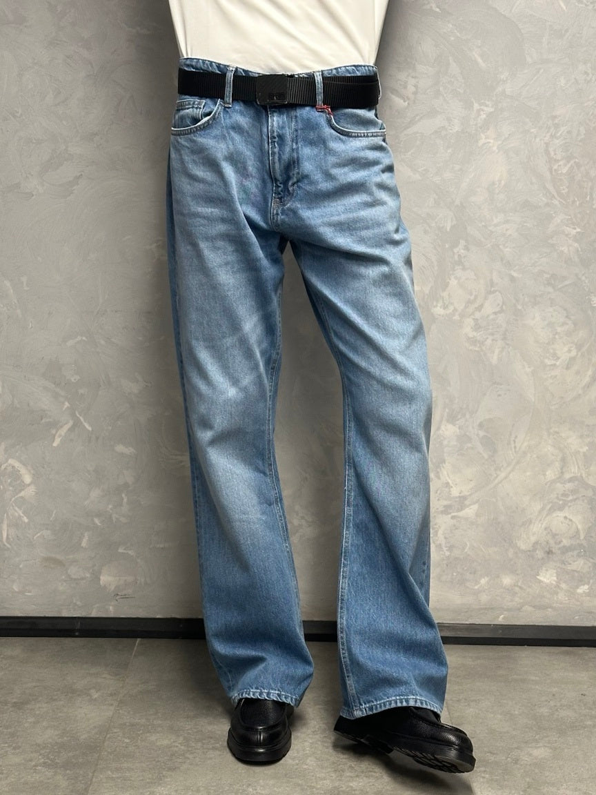 GRJ erkek açık mavi flare fit bootcut jeans ön görünüm