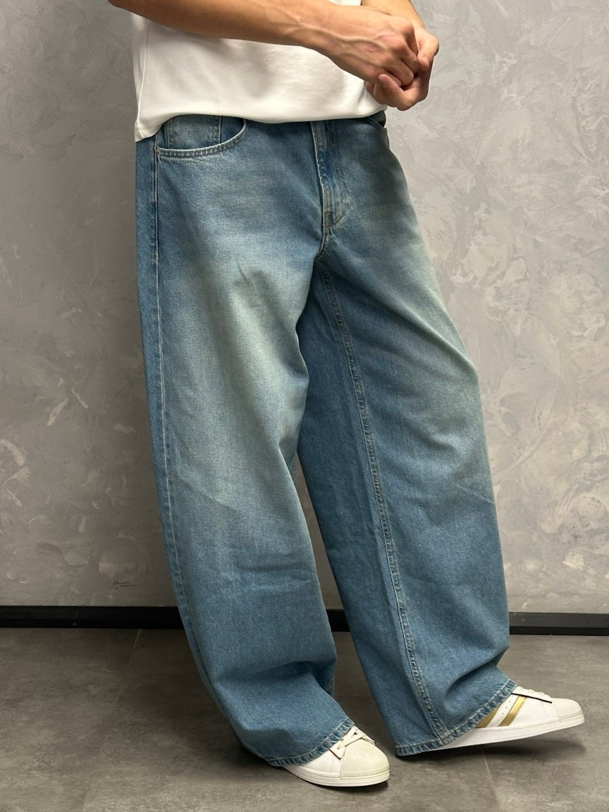 GRJ erkek buz mavi super baggy jeans hareketli görünüm
