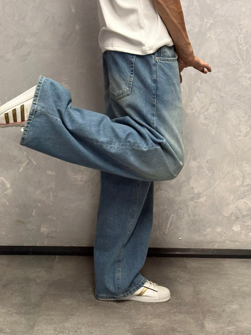 GRJ erkek buz mavi super baggy jeans arka yan görünüm
