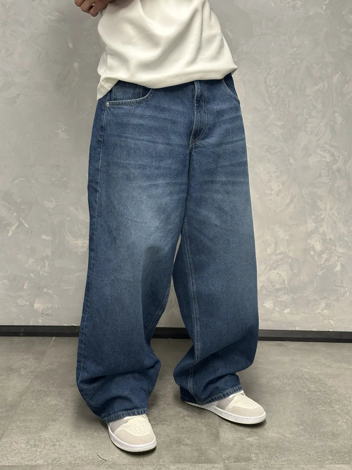 GRJ Erkek Koyu Mavi Super Baggy Pantolon açılı görünüm