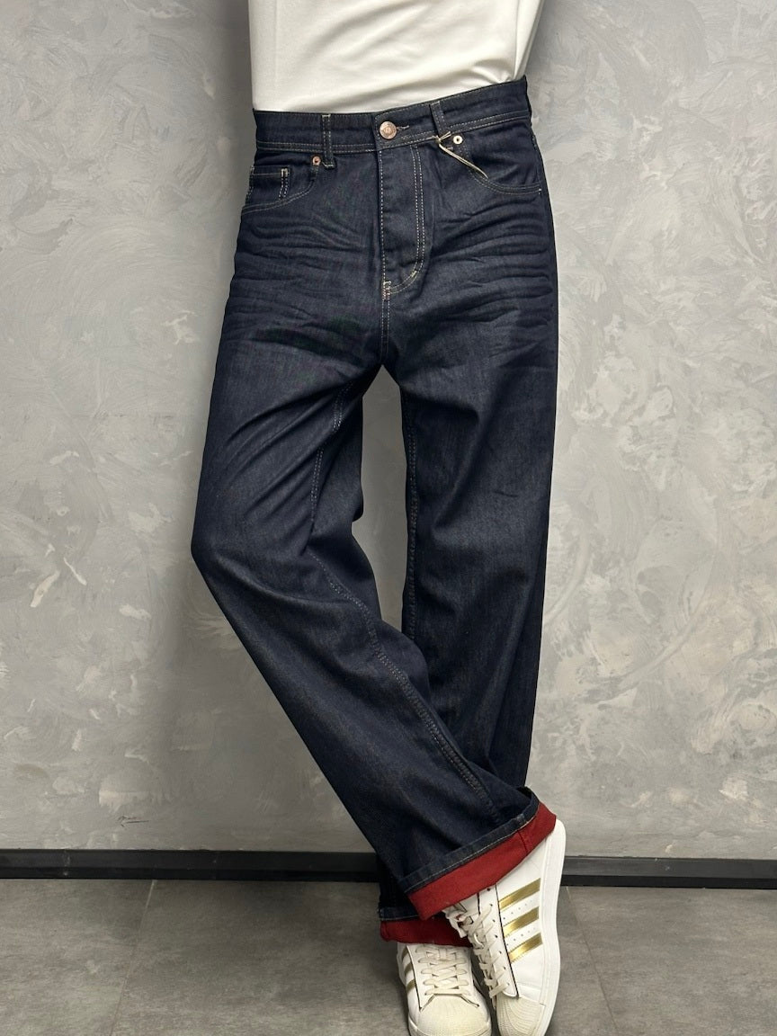 GRJ erkek lacivert porto detaylı super baggy jeans görünümü