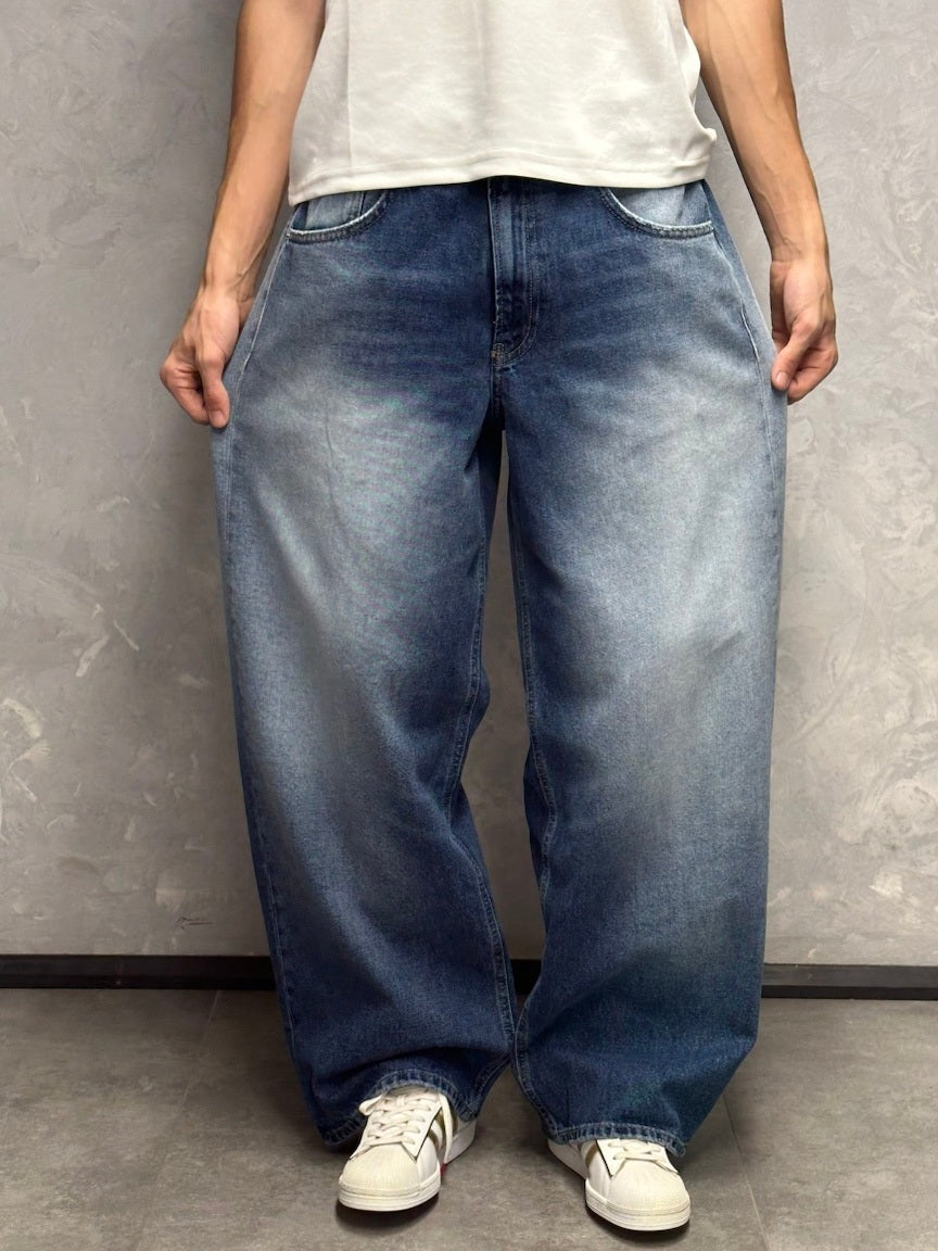 GRJ erkek vintage yıkamalı super baggy jeans ön görünüm