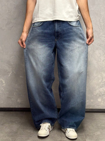 GRJ erkek vintage yıkamalı super baggy jeans ön görünüm