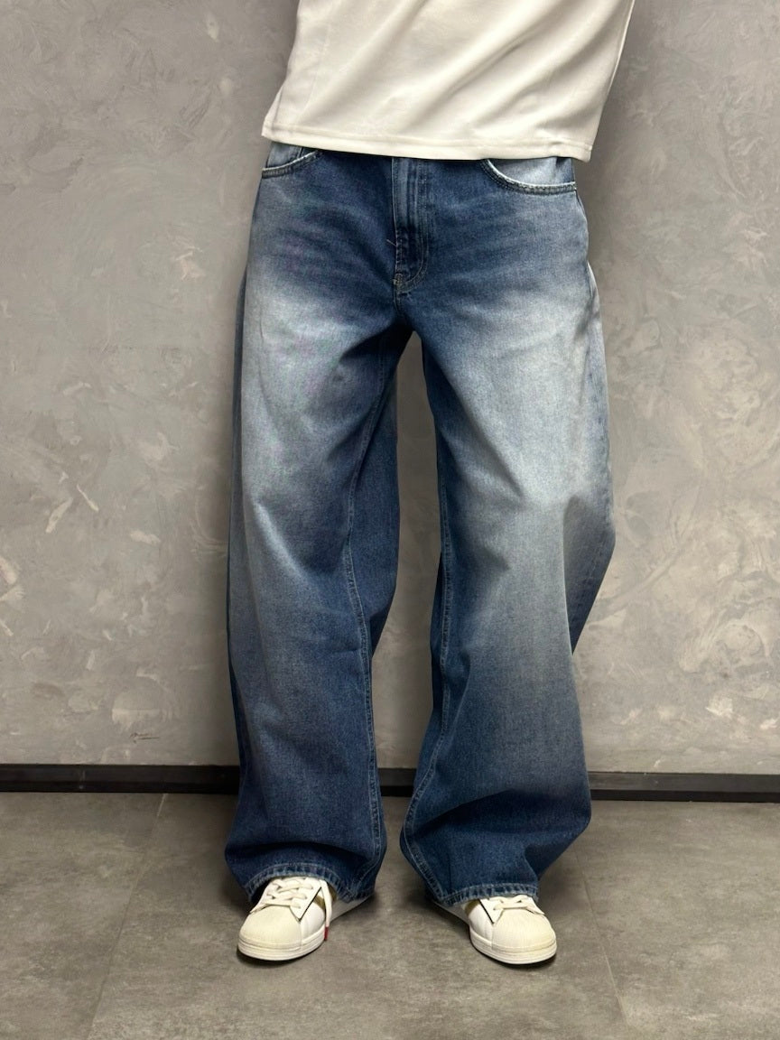 GRJ erkek vintage yıkamalı super baggy jeans kalıp görünümü
