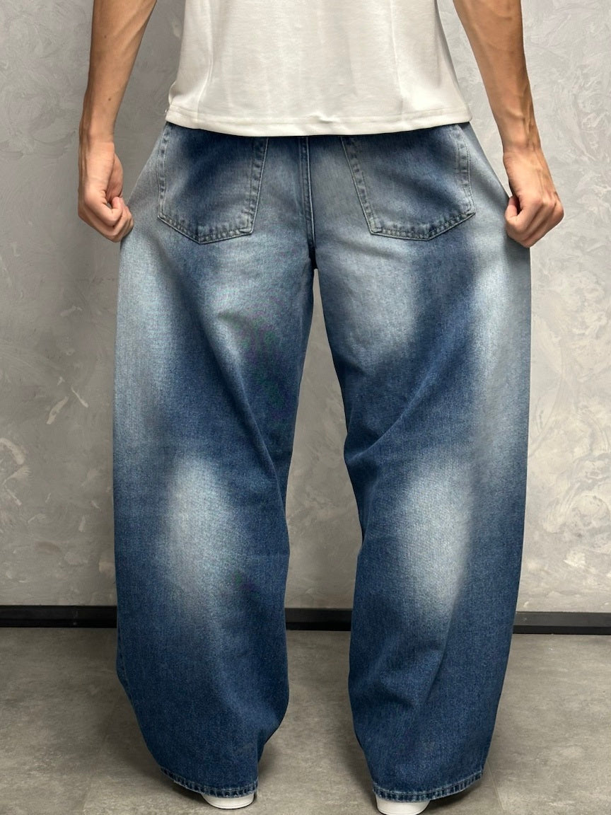 GRJ erkek vintage yıkamalı super baggy jeans arka görünüm