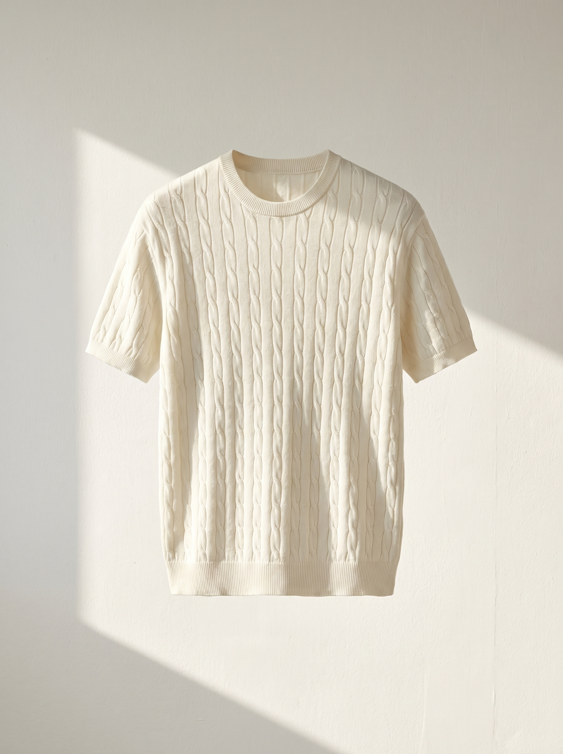 Erkek Regular Fit Saç Örgü Pamuklu Triko T-Shirt Modeli