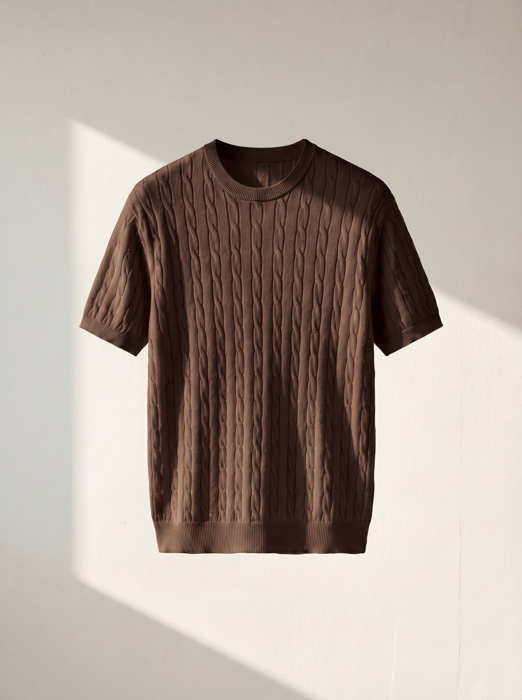 Erkek Regular Fit Saç Örgü Pamuklu Triko T-Shirt Modeli