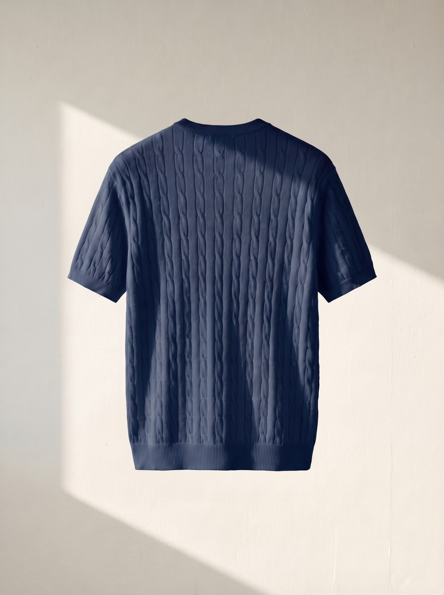 Erkek Regular Fit Saç Örgü Pamuklu Triko T-Shirt Modeli