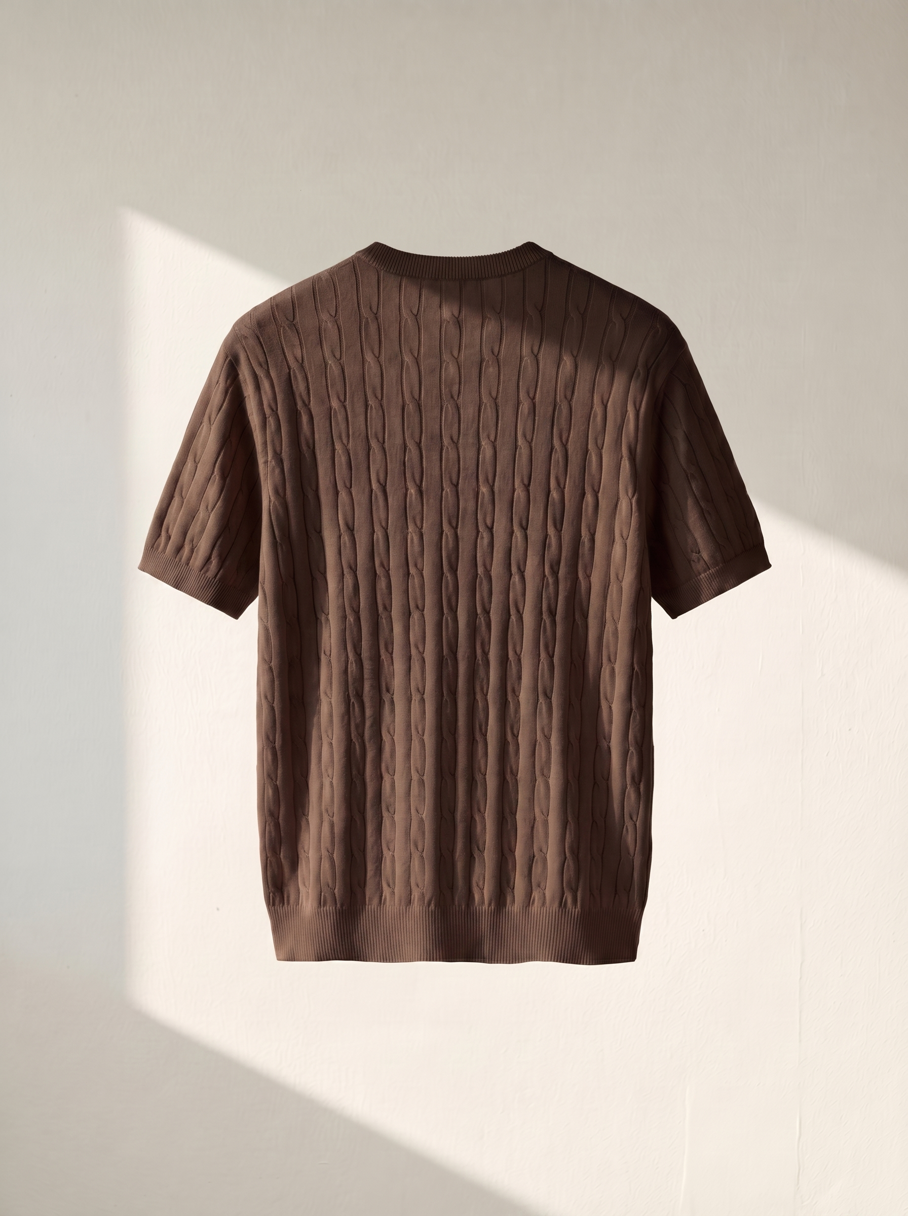 Erkek Regular Fit Saç Örgü Pamuklu Triko T-Shirt Modeli