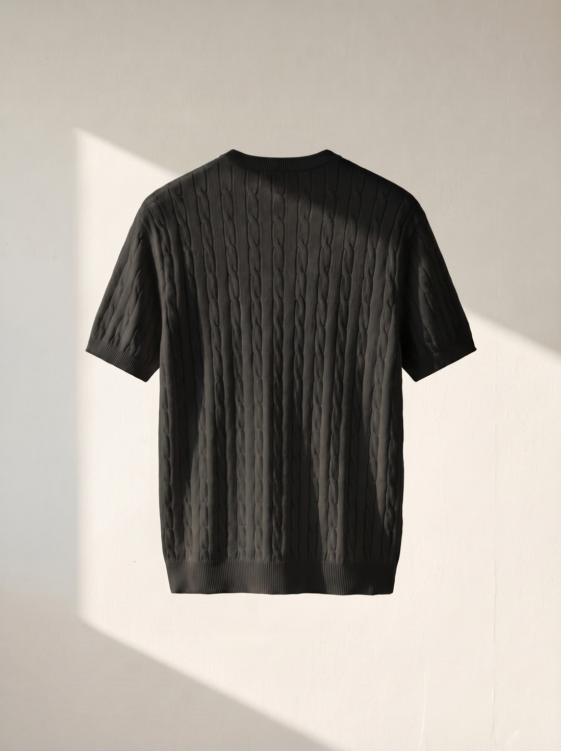 Erkek Regular Fit Saç Örgü Pamuklu Triko T-Shirt Modeli