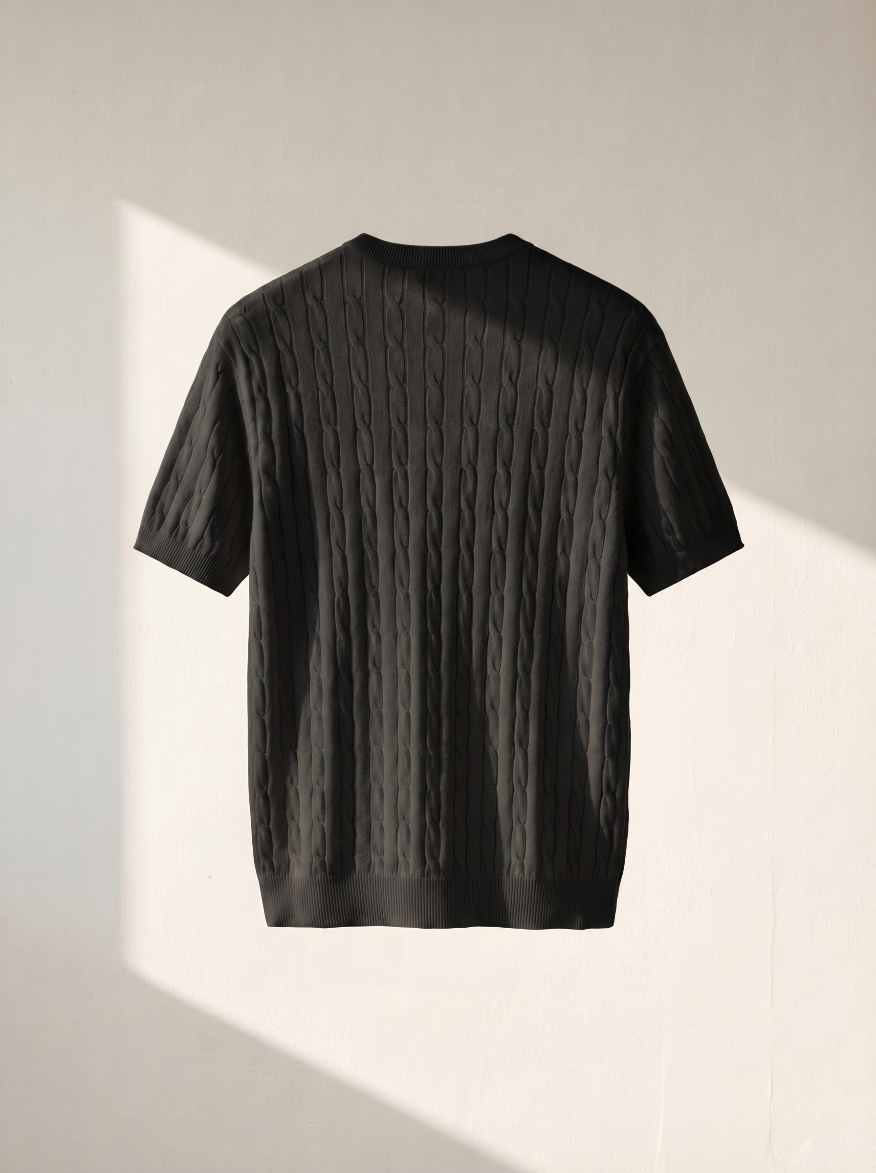 Erkek Regular Fit Saç Örgü Pamuklu Triko T-Shirt Modeli