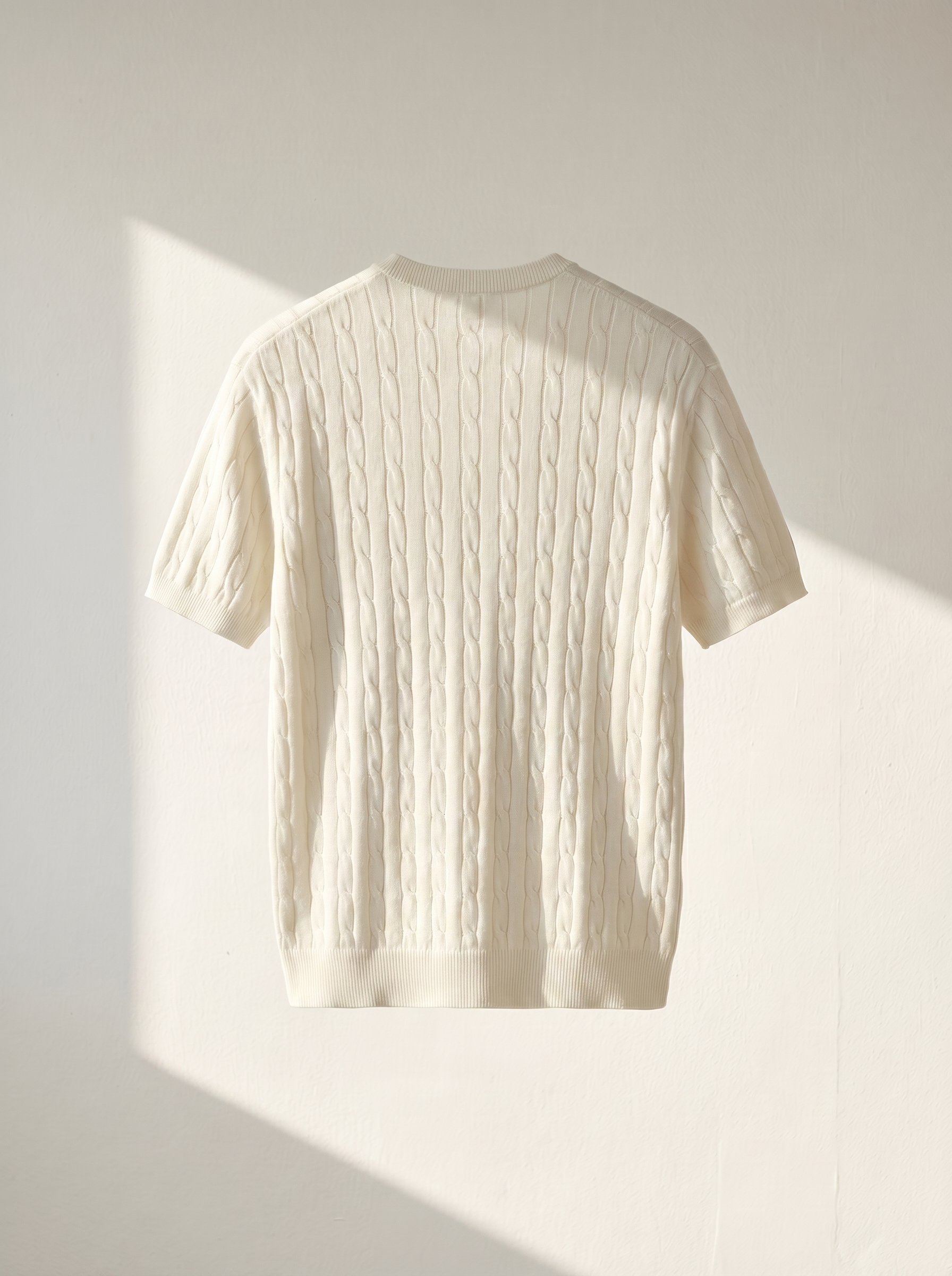 Erkek Regular Fit Saç Örgü Pamuklu Triko T-Shirt Modeli
