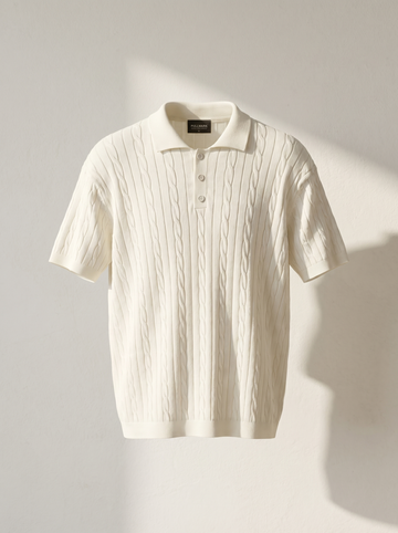 Erkek Regular Fit Saç Örgü Pamuklu Triko Polo Yaka T-Shirt