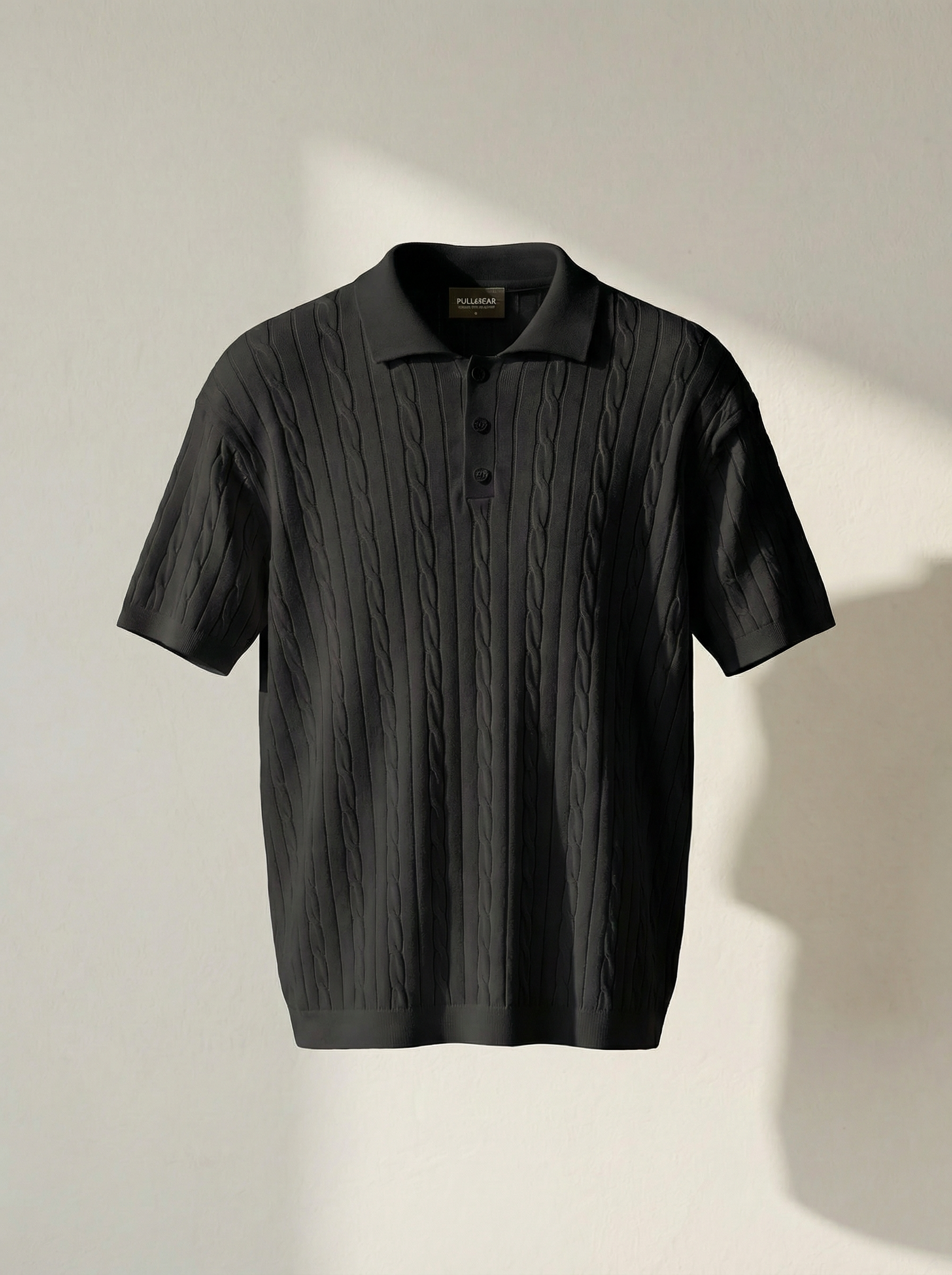 Erkek Regular Fit Saç Örgü Pamuklu Triko Polo Yaka T-Shirt