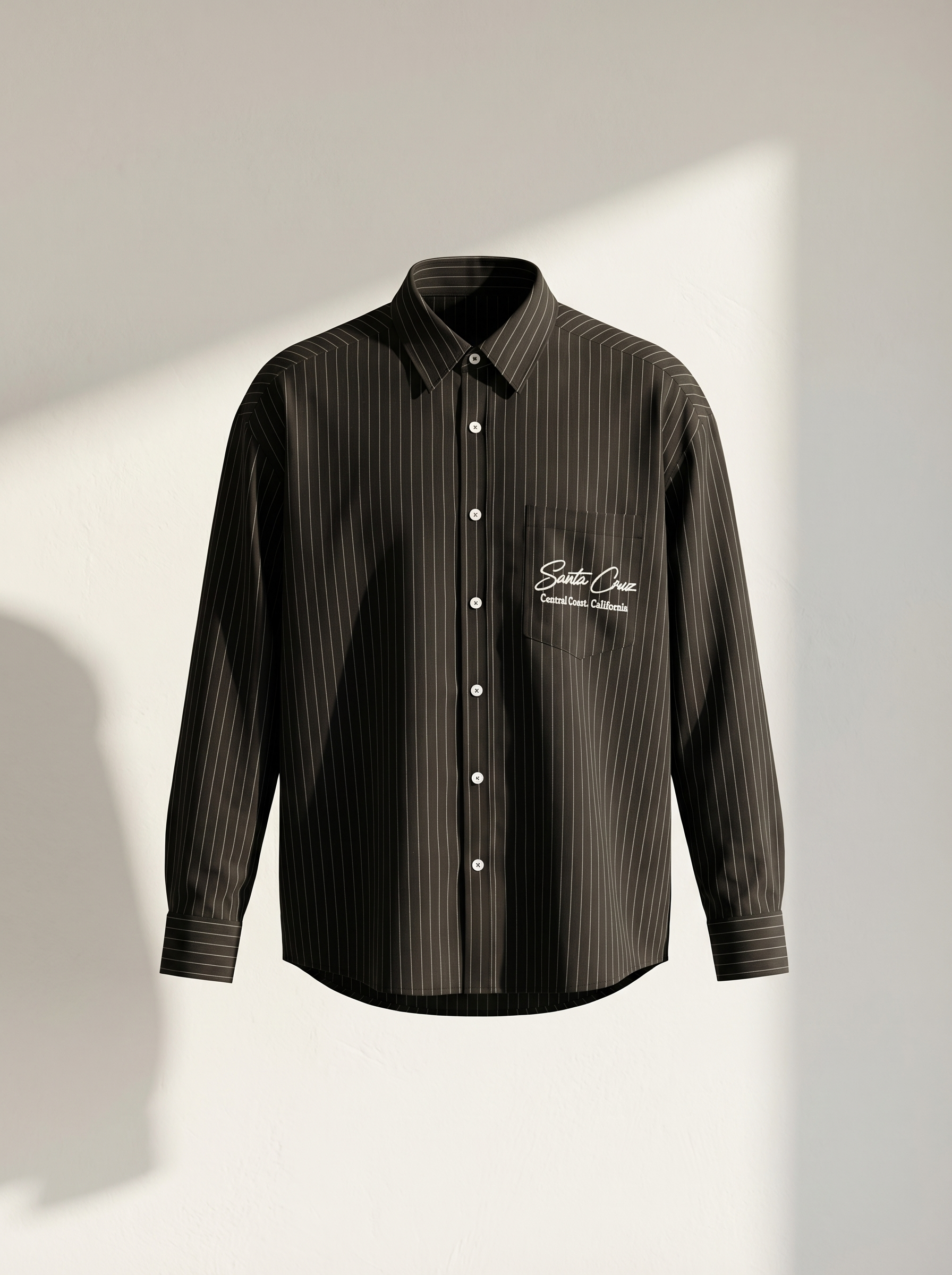 Erkek Oversize Santa Cruz Nakışlı Çizgili Poplin Gömlek Modeli