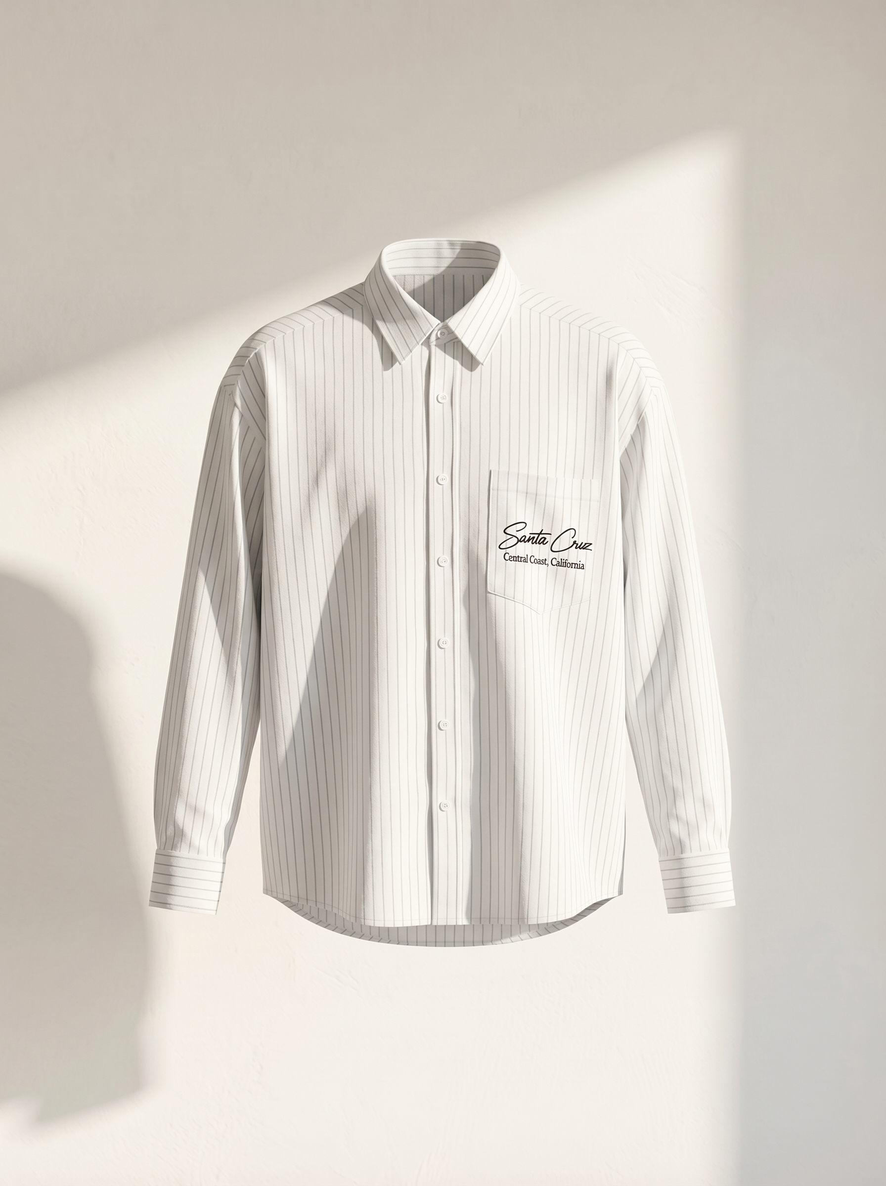 Erkek Oversize Santa Cruz Nakışlı Çizgili Poplin Gömlek Modeli