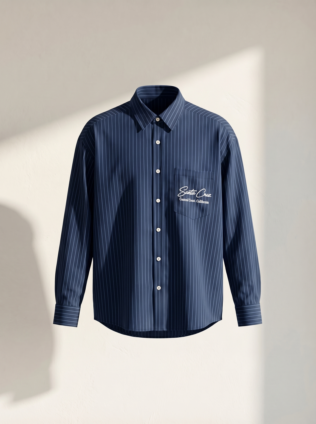Erkek Oversize Santa Cruz Nakışlı Çizgili Poplin Gömlek Modeli