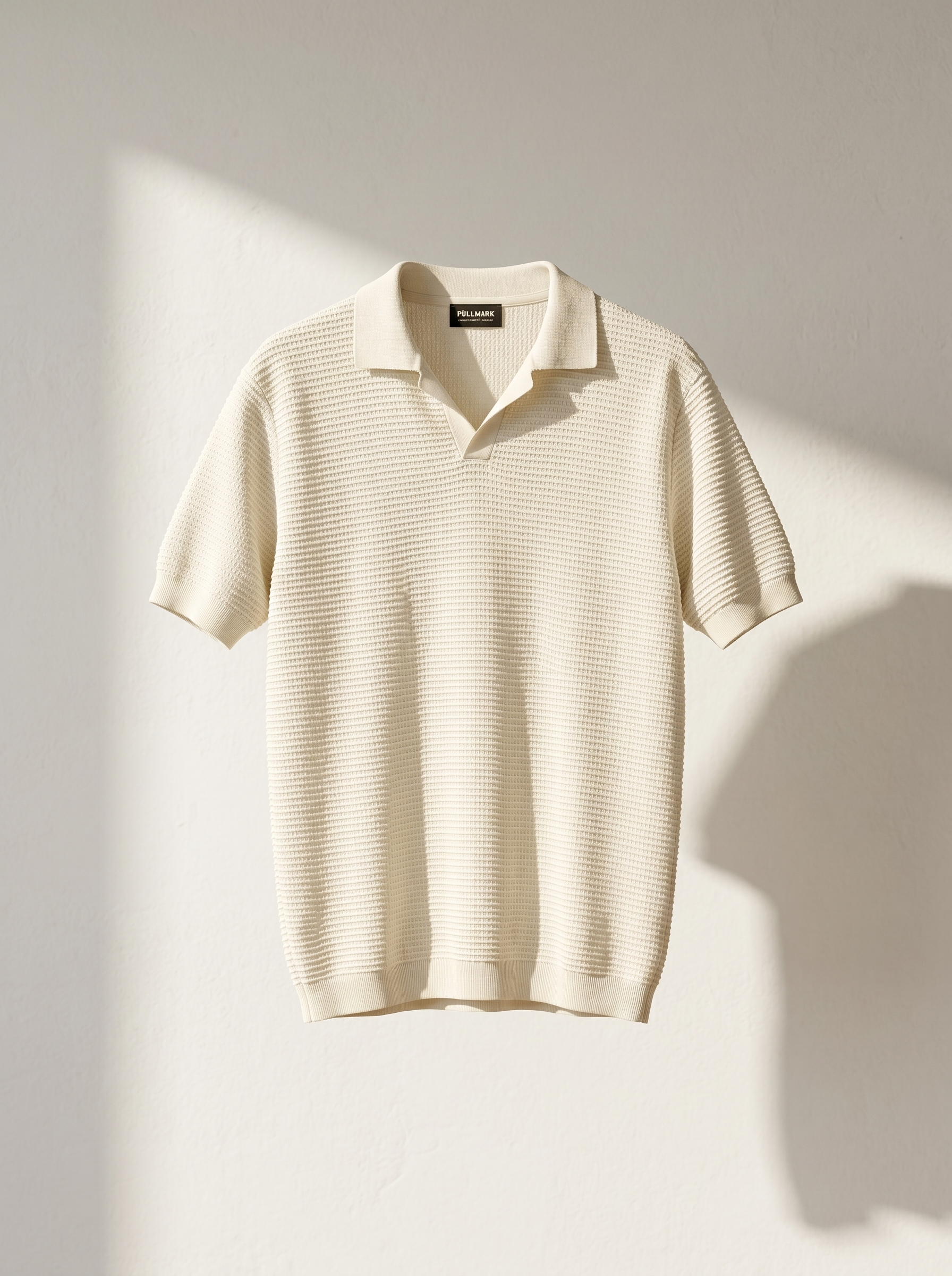 Erkek Oversize Polo Yaka Dokulu T-Shirt Modeli