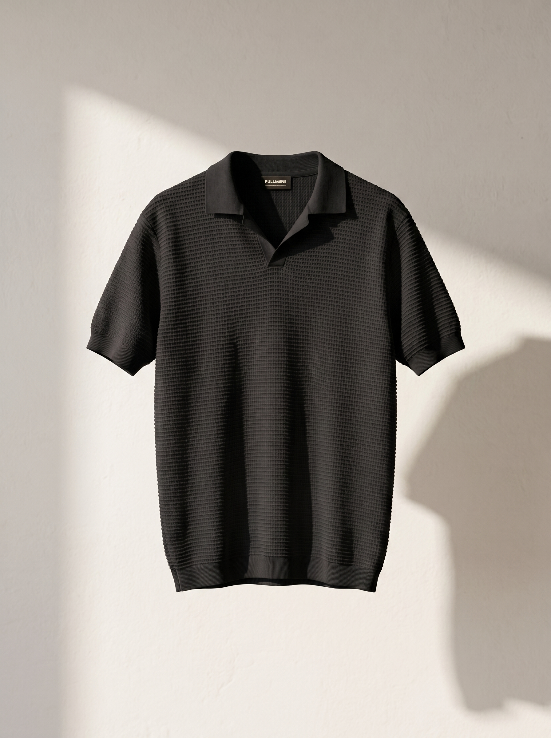 Erkek Oversize Polo Yaka Dokulu T-Shirt Modeli