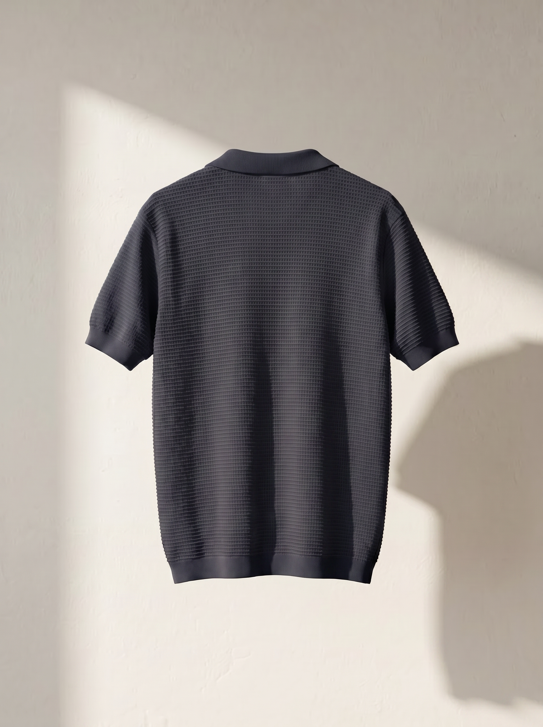 Erkek Oversize Polo Yaka Dokulu T-Shirt Modeli