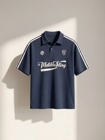 Matcha Story Baskılı Premium Polo Yaka Oversize T-Shirt Erkek