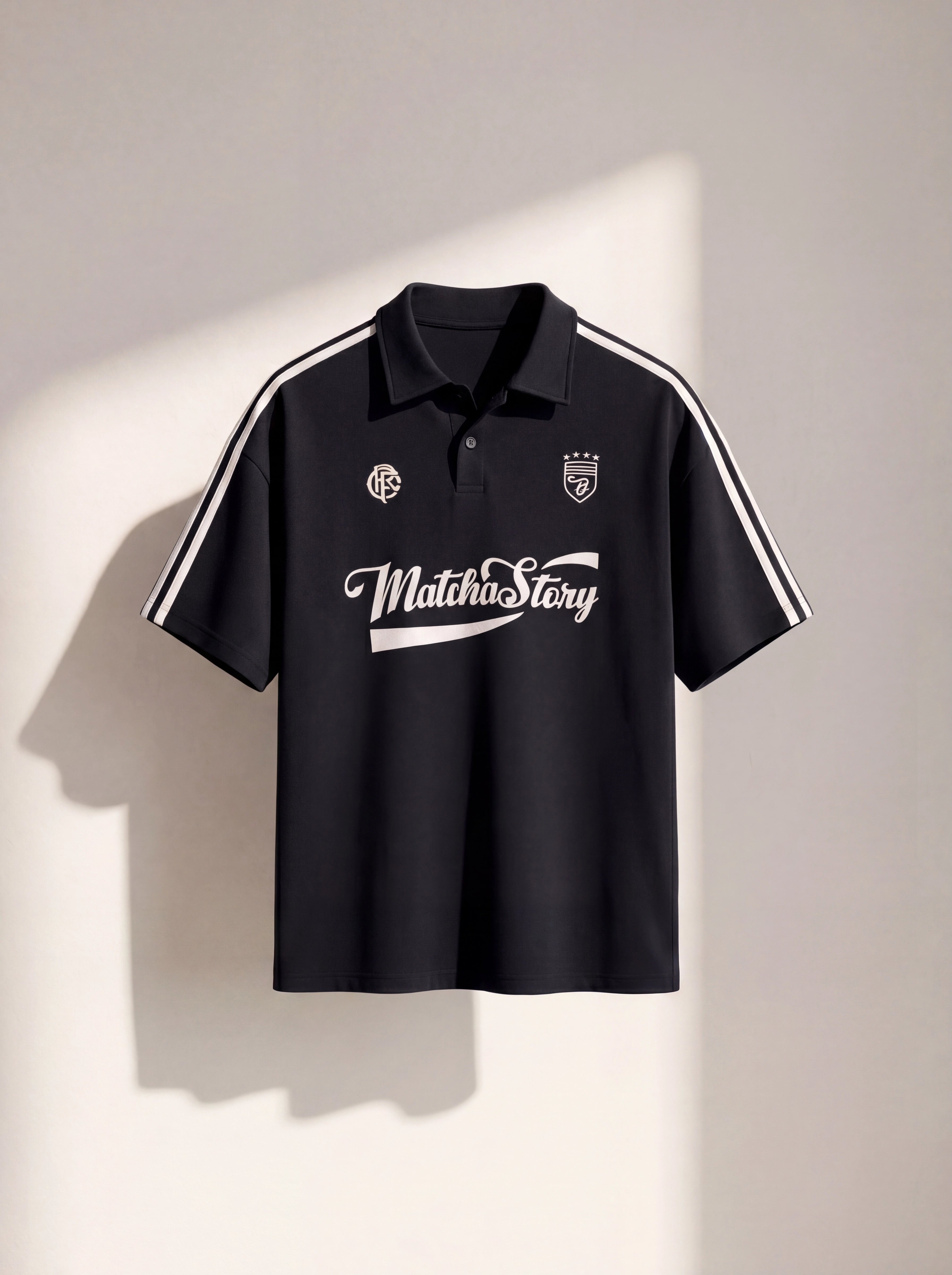 Matcha Story Baskılı Premium Polo Yaka Oversize T-Shirt Erkek
