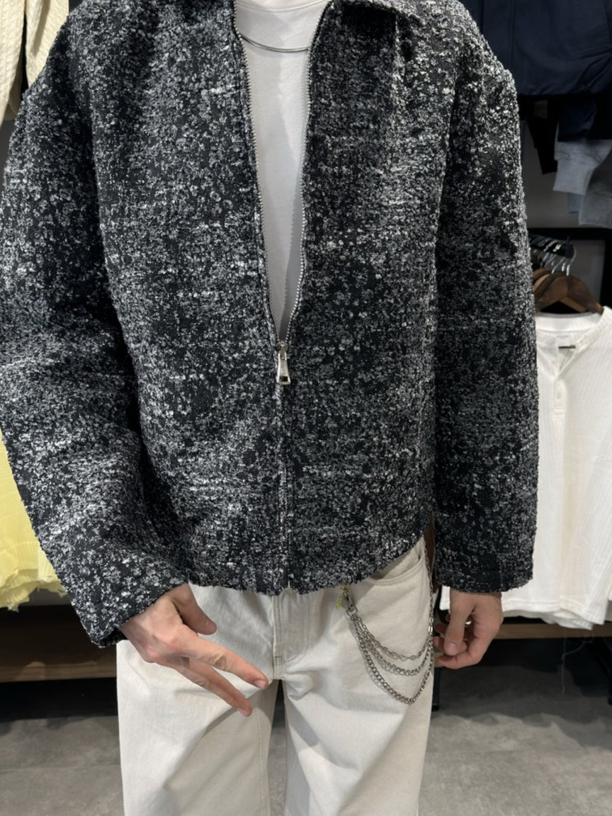 Antrasit premium dokulu hasır oversize mont ürün odaklı alternatif ön görünüm