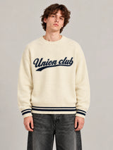 Krem Union Club Boxy Fit Triko Kazak