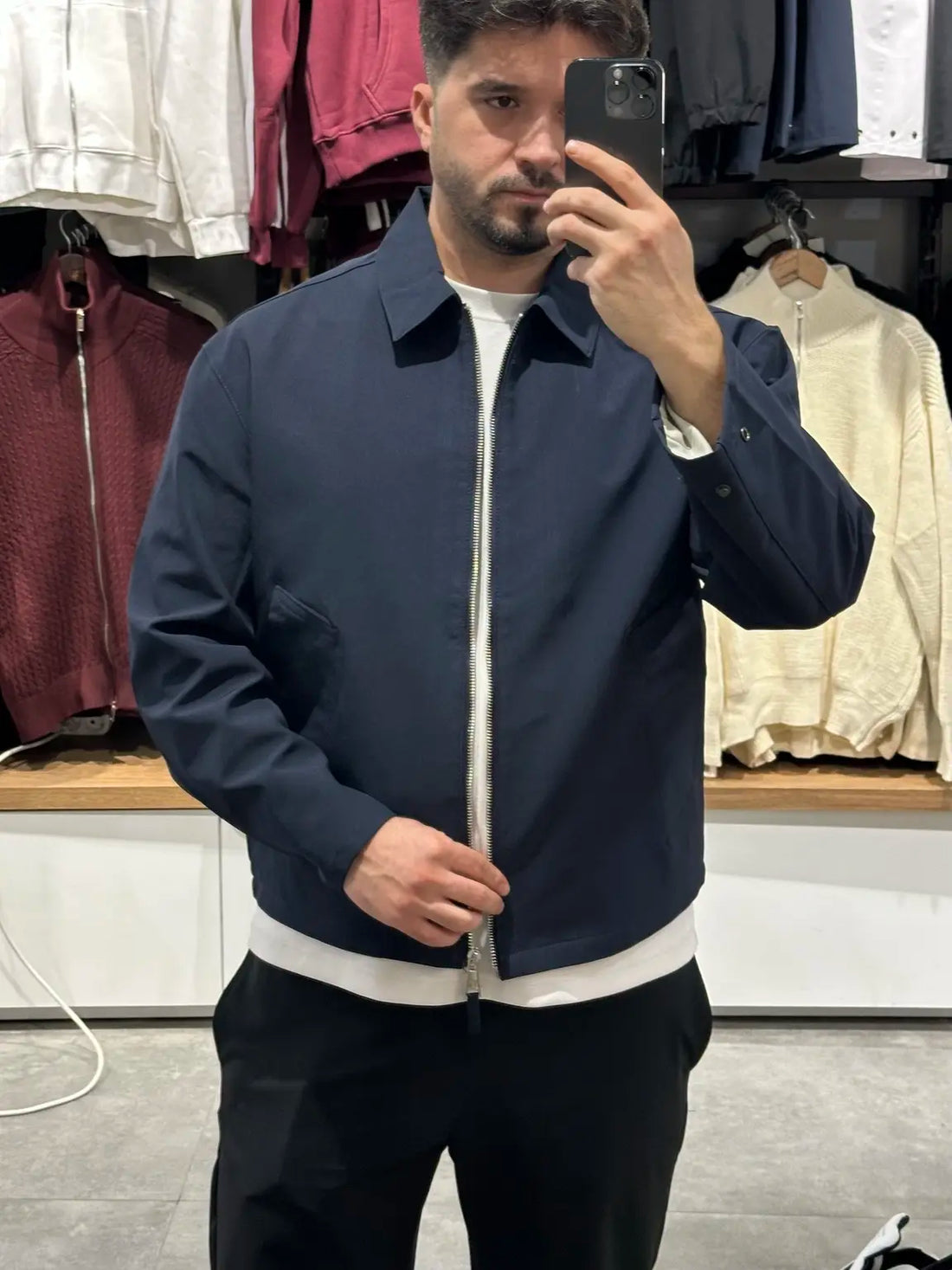 Lacivert mevsimlik su geçirmez boxy fit yağmurluk ceket