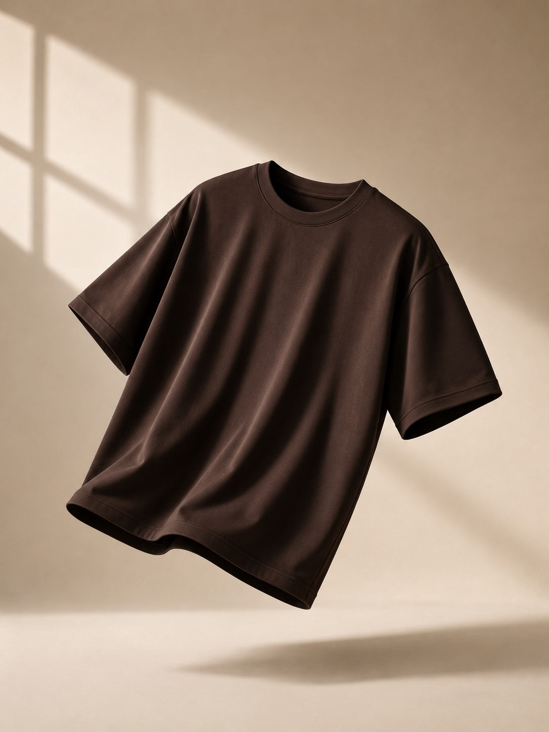 Swaguer kahve oversize premium Oysho kumaş basic t-shirt açılı ürün görünümü