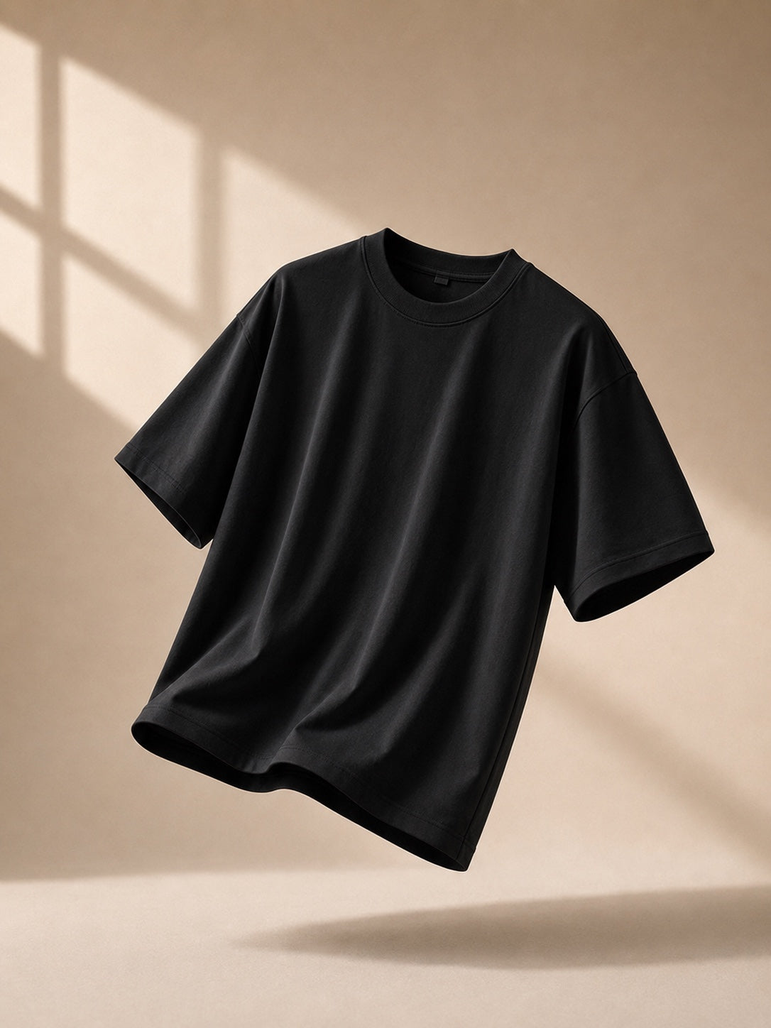 Swaguer siyah oversize premium Oysho kumaş basic t-shirt düz ön görünüm